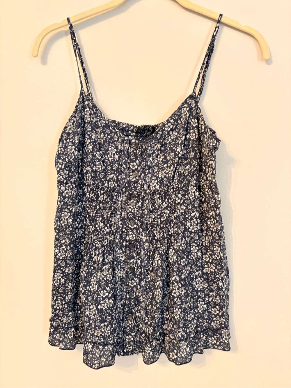 Express Floral Navy Adjustable Spaghetti Strap Flowy Tank Top Size Small